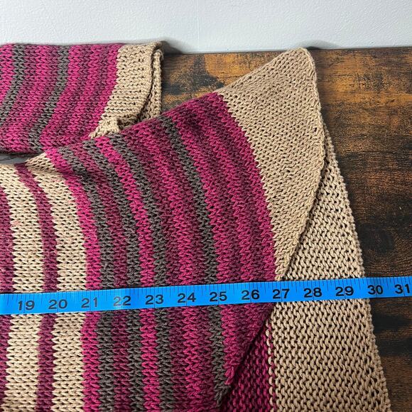 Wooden Ships Paola Buendia Striped Open Knit Cardigan Sweater M/L Boho Coastal - Picture 10 of 10